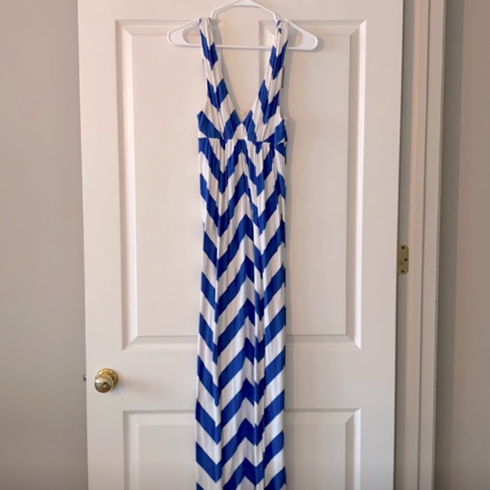 DRESS J Crew striped chevron Tank Sleeveless Modal Maxi Jersey XS 2 beach